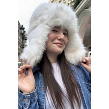 Mollycrush Genç Beyaz Suni Kürklü Şapka | Rus , Slav , Moğol Tarzı Ithal