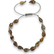 Pozitif Doğal Taş Gerçek Deniz Kabuklarından Bileklik Makrome Ayarlı 326-6