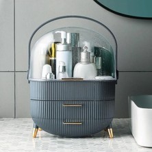 ModaSize Kozmetik Makyaj Düzenleyici Organizer Gri Taşıma Kulplu Çekmeceli