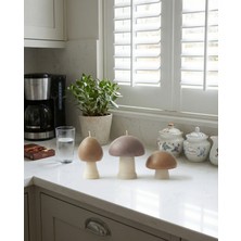 Raw Home Mantar Tasarımlı Dekoratif Mum Seti – %100 Soya Wax Amber Kokulu 3’lü Set