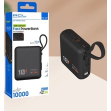 Azurtech 20W 3A 10.000MAH Hızlı Şarjlı Dahili Kablolu Usb-C Giriş Powerbank