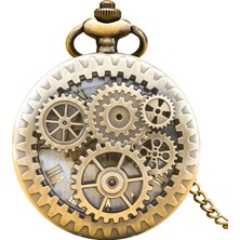 Stil Love Vintage Köstekli Çarklı Işlemeli Bronz Cep Saati