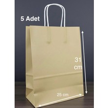 e ERTA Gold Renkli Kraft Çanta 25X31 cm 5 Adet Hediye Poşeti , Hediye Paketi , Kraft Kağıt Çanta