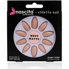 Hype Store Stiletto Takma Tırnak (Matte French Nails, Mat French Tırnak) 24 Adet