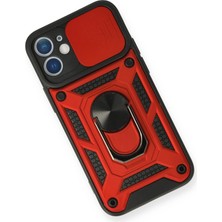 Epilons Newface Iphone 12 Mini Kılıf Pars Lens Yüzüklü Silikon - Kırmızı