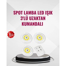 Shoplet Buğz 3 Lü Pilli Kablosuz LED Spot Lamba Seti Kumandalı Kolay Montaj Aydınlatma