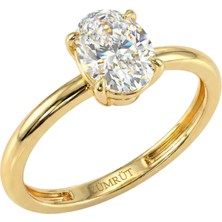 Zümrüt Sarraf 14 Ayar Altın Oval Tektaş Yüzük