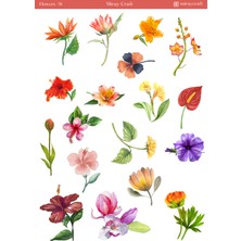 Miray Craft 1 Sayfa Çiçek Temalı – Journal & Scrapbook Sticker Sayfası (12×17 Cm)