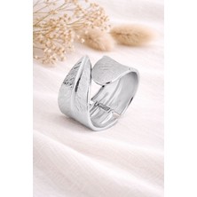 Nora VIP Yaprak Formlu Silver Kelepçe Bileklik Silver