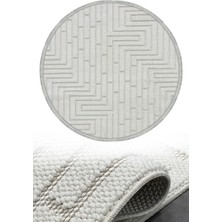 Woolen Halı Woolen Disney Anti Alerjik Daire Bukle Halı 8003 Beyaz