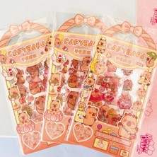 ÖZ OFİS Capybara Kapibara Şeffaf Çantalı Sticker Seti 3 Paket 9 Sayfa