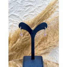 Livora Jewelry 925 Ayar Gümüş Pembe Kuvars Taşlı Lotus Modeli Kadın Küpe