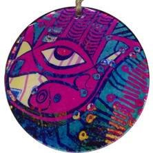 Mixperi 16 cm Modern Cam Duvar Süsü - Pop-Art Fatma Ana Eli Tasarımlı Renkli Cam Askı