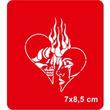 Airbrush Tattoo Ölümüne Aşık Kuru Kafa Yapışkanlı Stencil Süsleme ve Boyama Kalıbı