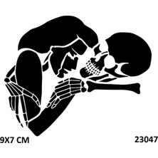 Airbrush Tattoo Aşık Kuru Kafa Yapışkanlı Stencil Süsleme ve Boyama Kalıbı