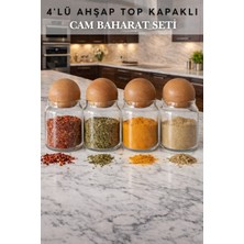 Penthouse Cam Baharat Kavanozu Ahşap Top Kapaklı | Modern Mutfak Baharatlık Seti