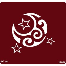 Airbrush Tattoo Zarif Ay ve Yıldız Yapışkanlı Stencil Süsleme ve Boyama Kalıbı