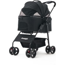 Zampa Pure Kedi & Köpek Arabası Siyah - 15 kg Kapasiteli Ayrılabilen Pusetli Modern Tasarım
