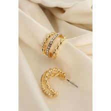 Zirkon Taşlı Küpe 3 Lü Burgu