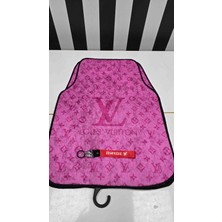 Şimika Luis Pembe Desen Kaymaz Taban Dekoratif Oto Halı Paspas Üniversal Yıkanabilir Her Araca Uyumlu (Kancalı Kumaş Anahtarlık Hediyeli)