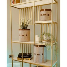 Shoplet Buğz Deri Şeritli Yuvarlak Çok Amaçlı Düzenleyici Organizer Kutu Keçe Sepet (Maxi) 03815