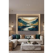 Safir Design Lüks Yeşil ve Sarı Doğa Manzarası Duvar Sanatı | Modern Çerçeveli Tablo