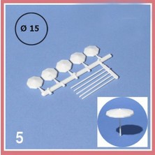 Schulcz 51012 1/333 Ölçek, Şemsiye -Beyaz -15 mm Çap-5 Adet