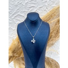 Livora Jewelry 925 Ayar Gümüş Mavi Sedef Taşlı Çiçek Figürlü Kadın Kolye – Özel Tasarım Hediyelik