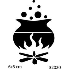 Airbrush Tattoo Cadı Kazanı Yapışkanlı Stencil Süsleme ve Boyama Kalıbı