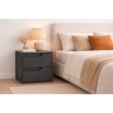 Alteks Dekor Modern 2 Çekmeceli Mdf Lam Komodin, Yatak Odası & Genç Odası & Ofis, Pürüzsüz Yüzey