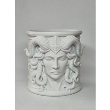 Medusa Büstü Tasarımlı Dekoratif Kalemlik - Antik Yunan Mitolojik Masaüstü Organizer & Fırçalık