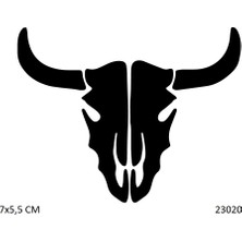 Airbrush Tattoo Boğa Kurukafası Yapışkanlı Stencil Süsleme ve Boyama Kalıbı