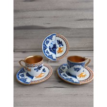 Konyax 6 Kişilik Içi Gold Kahve Seti Hybrıd1