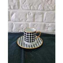 Konyax 6 Kişilik Kahve Seti Damalı