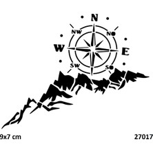 Airbrush Tattoo Pusula ve Dağ Yapışkanlı Stencil Süsleme ve Boyama Kalıbı