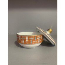 Konyax Honey Turuncu Kapaklı Porselen Şekerlik