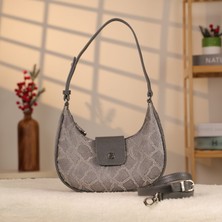 Safari Desen Omuz Askılı Deri Çanta - 40420 , Hakiki Deri , Oval Kesim , Bayan Çanta