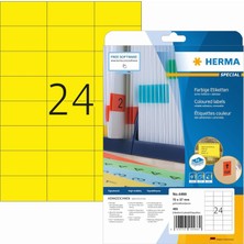 Hype Store Herma 4466 Renkli Etiketler Sarı Çıkarılabilir, 20 Yaprak, 70 x 37 Mm, A4 Başına 24, 480 Adet, Kendi