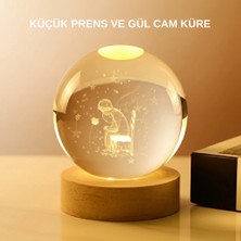 Kaia Life Usb’li Küçük Prens Işıklı Cam Küre Ahşap Altlıklı Dekoratif Lamba