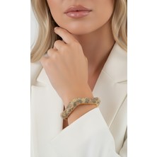 Eva Takı Store Leopar Asimetrik Taşlı Gold Kelepçe Bileklik