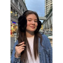 Mollycrush Genç Siyah Peluş Kulaklık | Uniseks Kışlık Yumuşak Kulak Koruyucu