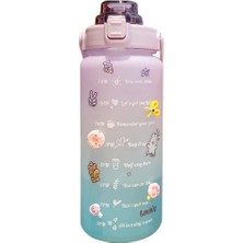 Braventa Collection Safestore 2 Litre Pipetli Su Şişesi, Zaman Işaretleri ve Çıkartmalı Motive Edici Su Şişesi, Tatlı Su