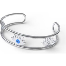 Cesicey Çelik Göz Nazar Bileklik Taş Detaylı Gümüş Renk