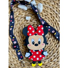 The Littles Kids Minnie Model Kırmızı Elbiseli Ayarlanabilen Askılı Kız Çocuk Silikon Çanta Cüzdan