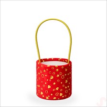 Süsle Bebek ve Parti Hortum Saplı Kalpli Kırmızı Pelüş Kutu Küçük Boy - 12 cm