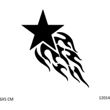 Airbrush Tattoo Alevli Yıldız Yapışkanlı Stencil Süsleme ve Boyama Kalıbı