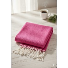 Emaar Fashion Kadın Fuşya Renkli Püsküllü Omuz Şal-Yumuşak Dokulu, Şık ve Zarif Tasarım, Dört Mevsim Kullanım