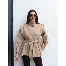 Esra Helvacı Dik Yaka Kuşaklı Trench