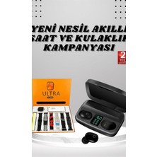 Yeni Nesil Akıllı Saat ve Bluetooth Kulaklık Kampanyası Dokunmatik Kare 7 Kordonlu