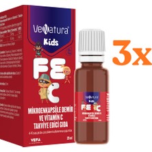  venatura kids mikroenkapsüle demir ve vitamin c 20 ml damla - 3 adet (toplam 60 ml) - dezenfektan hediyeli (%72 alkol)